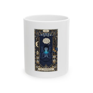 The Insomniac Tarot Card Ceramic Mug - Night Owl Witchy Gift image 1