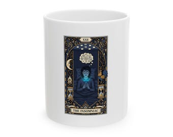 The Insomniac Tarot Card Ceramic Mug - Night Owl Witchy Gift