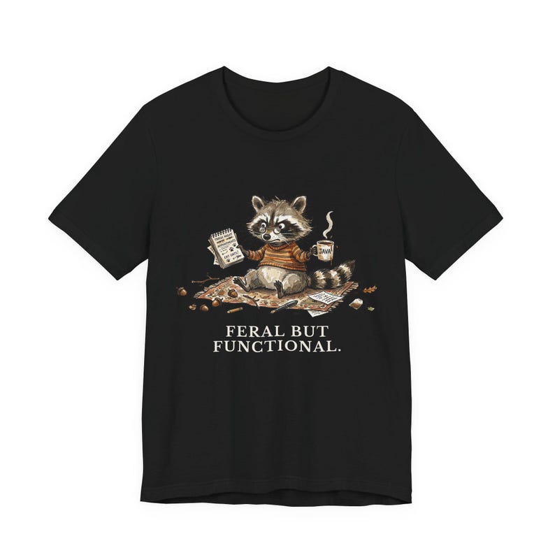 Feral But Functional Graphic Tee - Funny Raccoon Burnout Gift afbeelding 8