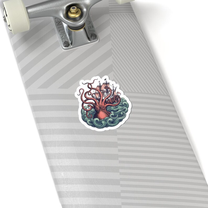 Kraken Sticker - Vintage Sea Monster Engraving Kiss-Cut Sticker, Nautical Gift image 8