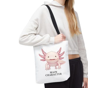 Main Character Energy Axolotl Tote Bag - Cute Animal Confidence Gift image 7