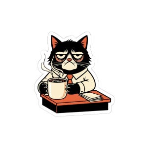 Don't Bother Me Cat Sticker - Grumpy Office Cat Gift image 7