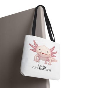 Main Character Energy Axolotl Tote Bag - Cute Animal Confidence Gift image 8
