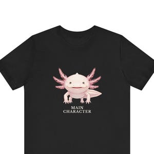 Camiseta con estampado de ajolote, personaje principal – Camiseta rosa con mensaje de confianza anfibia imagen 1