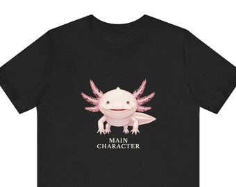 Main Character Axolotl Graphic Tee – Pink Amphibian Confidence Shirt