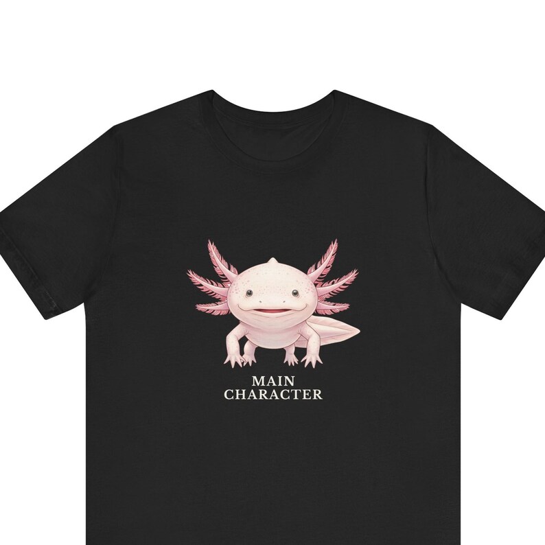 Camiseta con estampado de ajolote, personaje principal – Camiseta rosa con mensaje de confianza anfibia imagen 1