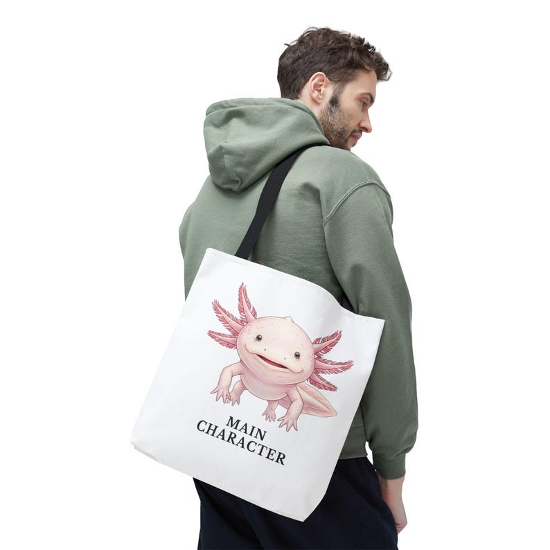 Main Character Energy Axolotl Tote Bag - Cute Animal Confidence Gift image 14