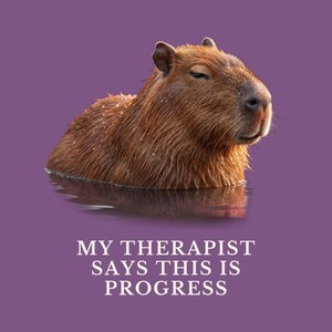 My Therapist Calls This Progress Shirt, Funny Capybara Tee, Therapy Humor Gift, Mental Health Meme Graphic T-Shirt, Self Care image 2