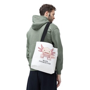 Main Character Energy Axolotl Tote Bag - Cute Animal Confidence Gift image 6