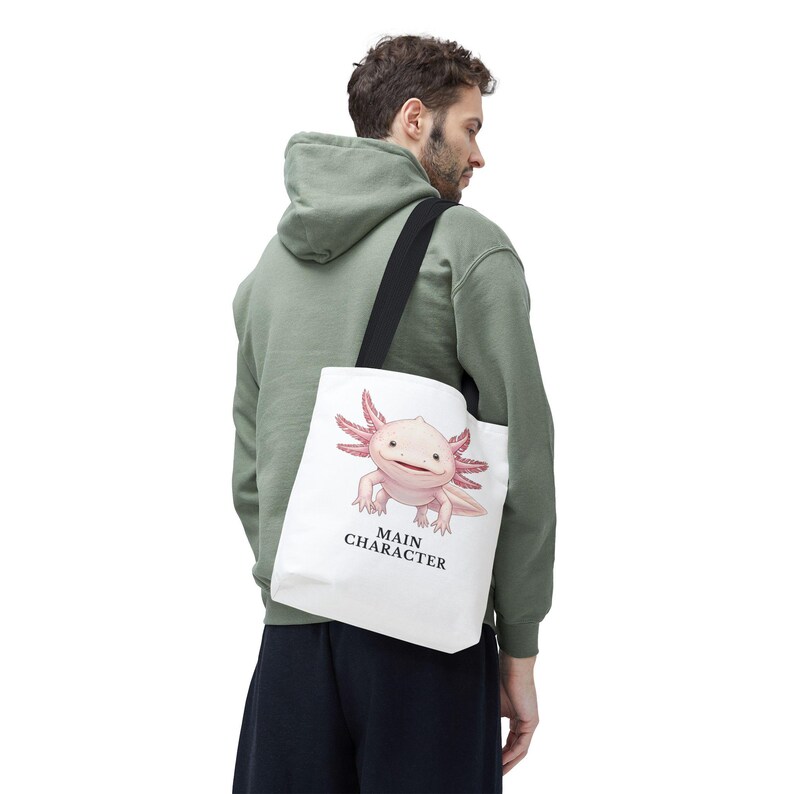 Main Character Energy Axolotl Tote Bag - Cute Animal Confidence Gift image 6