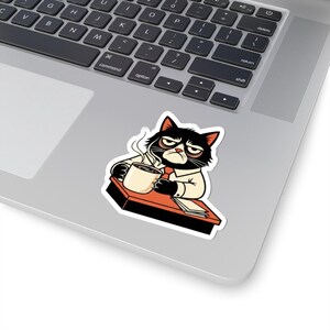 Don't Bother Me Cat Sticker - Grumpy Office Cat Gift image 5