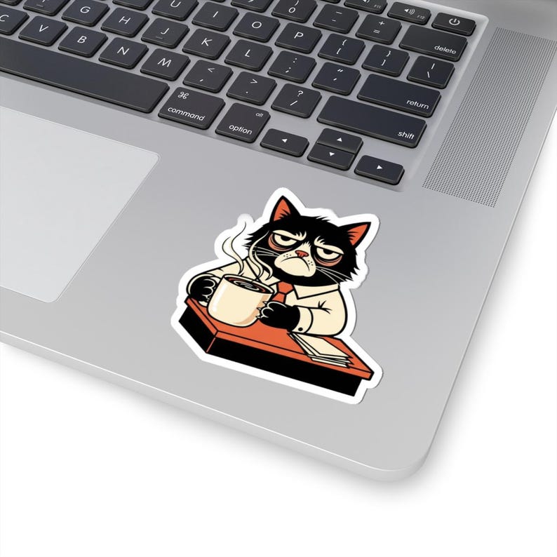 Don't Bother Me Cat Sticker - Grumpy Office Cat Gift image 5