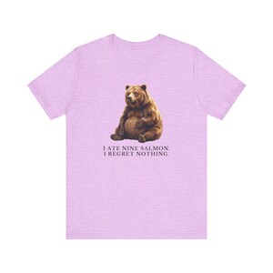 No Regrets Bear Shirt, Funny Grizzly Bear Tee, Salmon Lover Gift, Outdoorsy Humor Graphic T-Shirt, Wildlife Tee bild 17