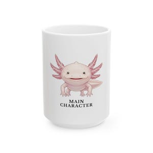 Axolotl Ceramic Mug – Main Character Energy, Smiling Pink Amphibian Drinkware image 2