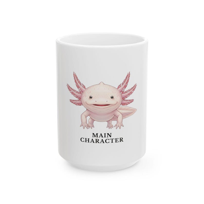 Axolotl Ceramic Mug – Main Character Energy, Smiling Pink Amphibian Drinkware image 2