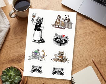 Raccoon Life Sticker Sheet - Funny Raccoon Stickers, Trash Panda Gift