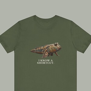 I Know A Shortcut Shirt, Funny Evolution Tee, Tiktaalik Fish Science Humor, Paleontology Gift, Prehistoric Graphic T-Shirt image 1