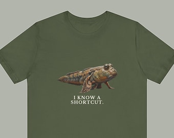 I Know A Shortcut Shirt, Funny Evolution Tee, Tiktaalik Fish Science Humor, Paleontology Gift, Prehistoric Graphic T-Shirt
