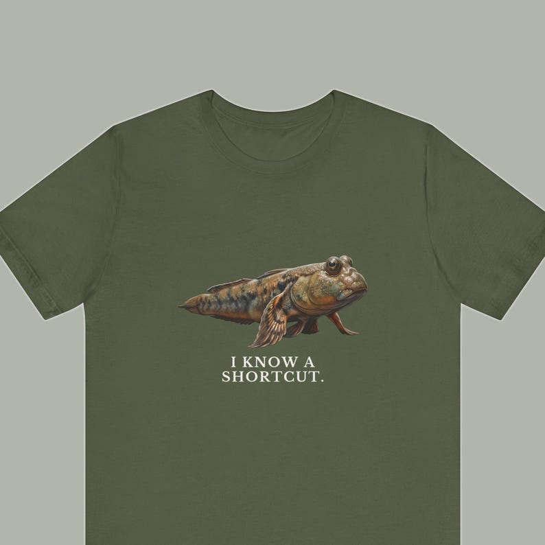 I Know A Shortcut Shirt, Funny Evolution Tee, Tiktaalik Fish Science Humor, Paleontology Gift, Prehistoric Graphic T-Shirt image 1