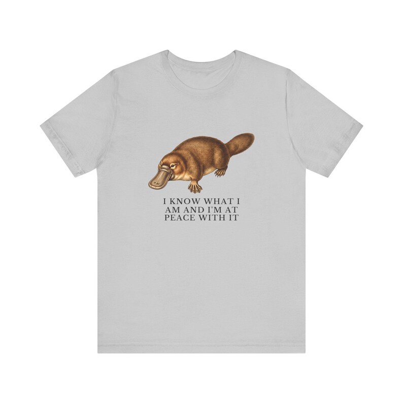 Peace With It Platypus Shirt, Funny Platypus Tee, Self Acceptance Gift, Weird Animal Humor Graphic T-Shirt, Nature Lover image 5