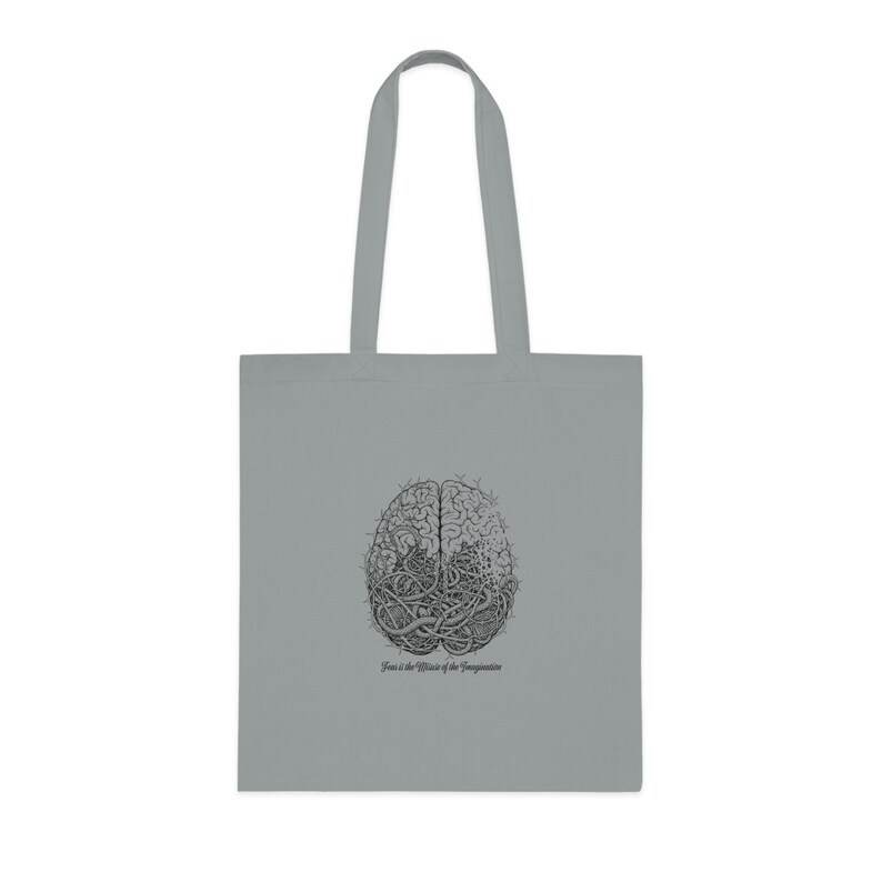 Fear Is the Misuse of the Imagination Tote Bag - Dark Art Quote Gift image 2