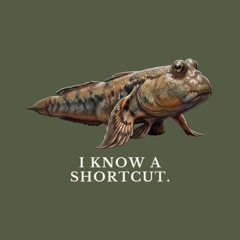 I Know A Shortcut Shirt, Funny Evolution Tee, Tiktaalik Fish Science Humor, Paleontology Gift, Prehistoric Graphic T-Shirt image 2