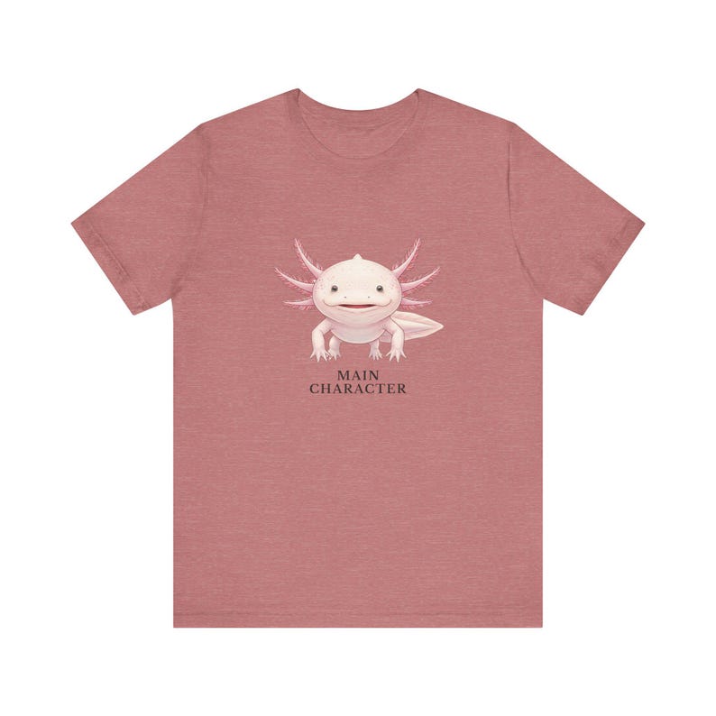Camiseta con estampado de ajolote, personaje principal – Camiseta rosa con mensaje de confianza anfibia imagen 6