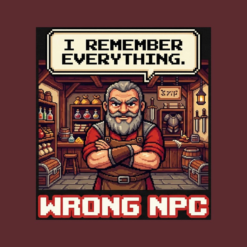 Wrong NPC Dialogue Graphic Tee - Pixel Art Gaming Humor Gift image 2