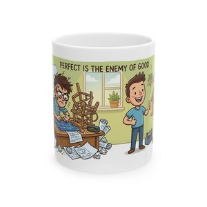 Keramische mok Perfect Is the Enemy of Good - grappig productiviteitscitaat cadeau afbeelding 1