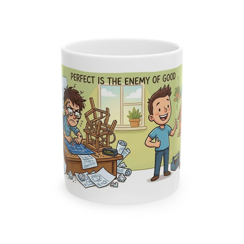 Keramische mok Perfect Is the Enemy of Good - grappig productiviteitscitaat cadeau afbeelding 1