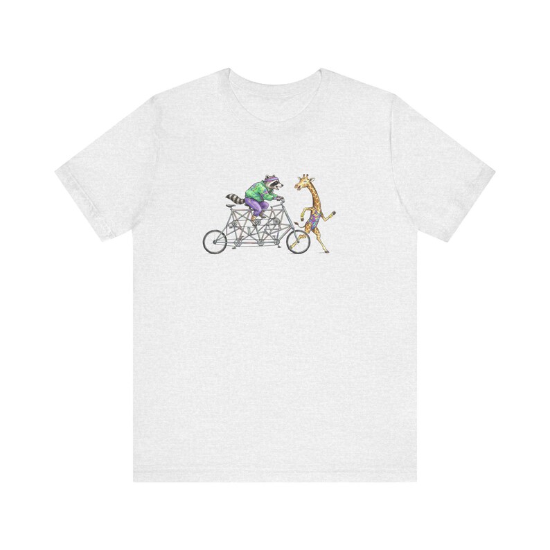 Tandem Bike Animal Friends Graphic Tee - Funny Cycling Animal Gift image 5