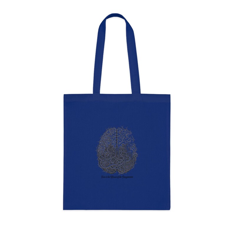 Fear Is the Misuse of the Imagination Tote Bag - Dark Art Quote Gift image 3