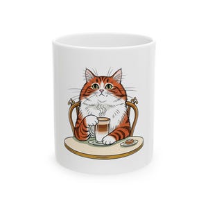 Taza de cerámica Cafe Cat Takes Five - Regalo ideal para amantes de los gatos y el café jazz. imagen 3