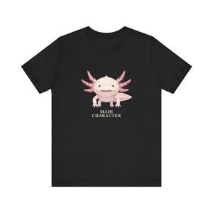 Camiseta con estampado de ajolote, personaje principal – Camiseta rosa con mensaje de confianza anfibia imagen 3