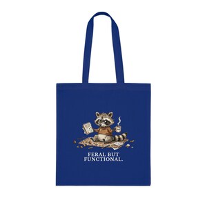 Feral But Functional Tote Bag - Funny Raccoon Burnout Gift image 3