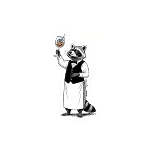 Pegatina de sommelier de mapache imagen 1