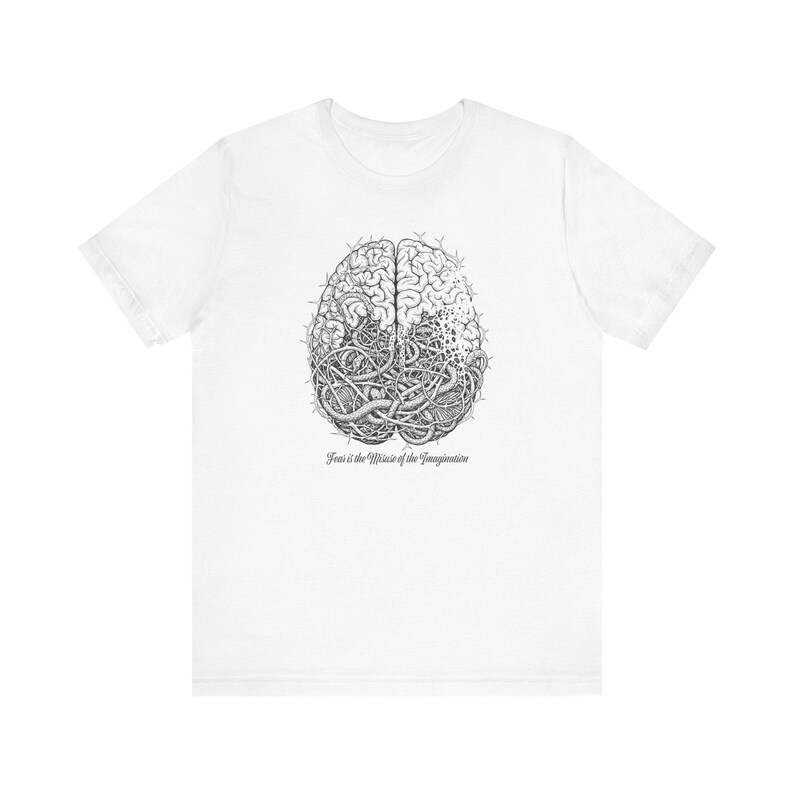 Fear Is the Misuse of the Imagination Graphic Tee - Dark Art Quote Gift bild 1
