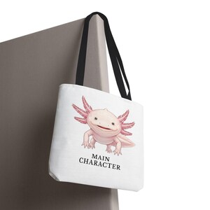 Main Character Energy Axolotl Tote Bag - Cute Animal Confidence Gift image 16
