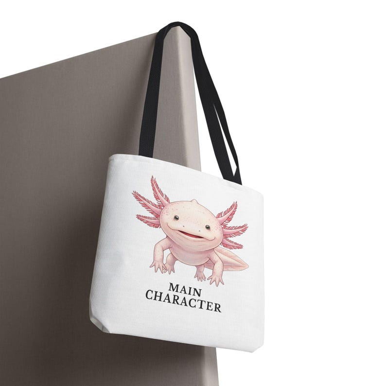 Main Character Energy Axolotl Tote Bag - Cute Animal Confidence Gift image 16