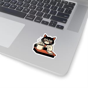 Don't Bother Me Cat Sticker - Grumpy Office Cat Gift image 2