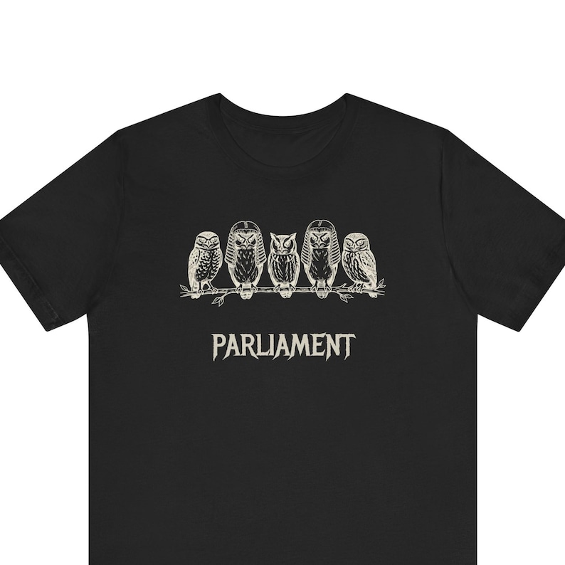 Funny Owl Shirt, Parliament of Owls Collective Noun Tee, Bird Nerd Gift, Literary Humor T-Shirt, Birder Gift, English Teacher Graphic Tee image 1