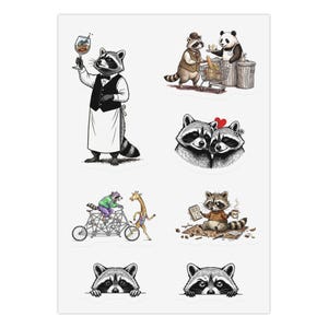 Raccoon Life Sticker Sheet - Funny Raccoon Stickers, Trash Panda Gift image 2
