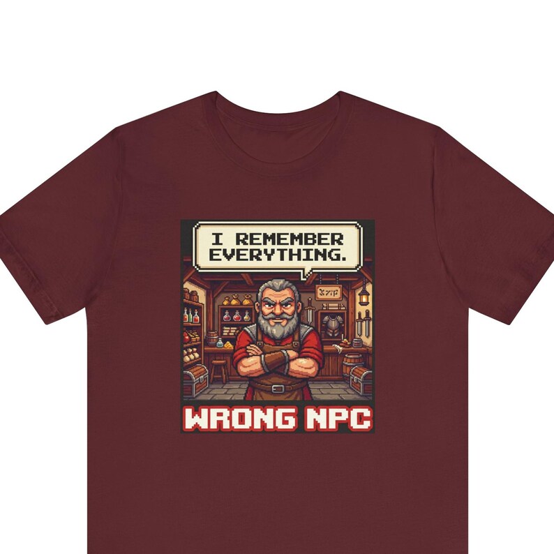 Wrong NPC Dialogue Graphic Tee - Pixel Art Gaming Humor Gift image 1