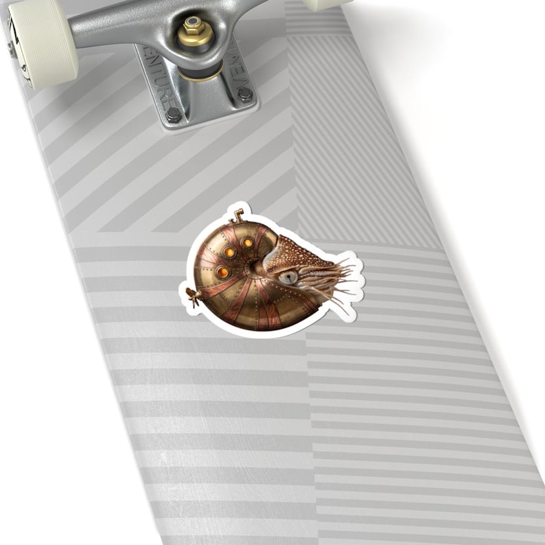 Steampunk Nautilus Submarine Sticker - Brass Chambered Nautilus Kiss-Cut Sticker, Jules Verne Gift bild 8