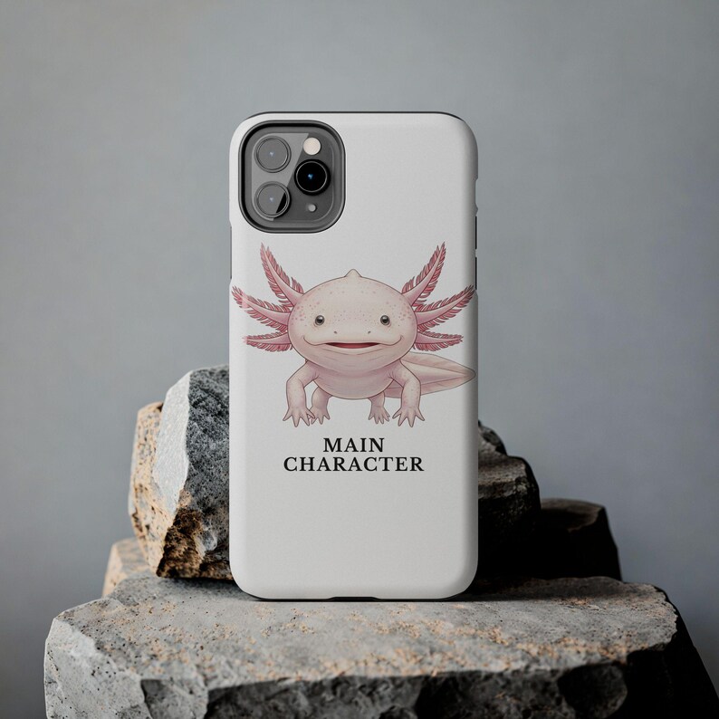 Coque de téléphone Axolotl – Personnage principal Énergie, accessoire amphibien rose image 17