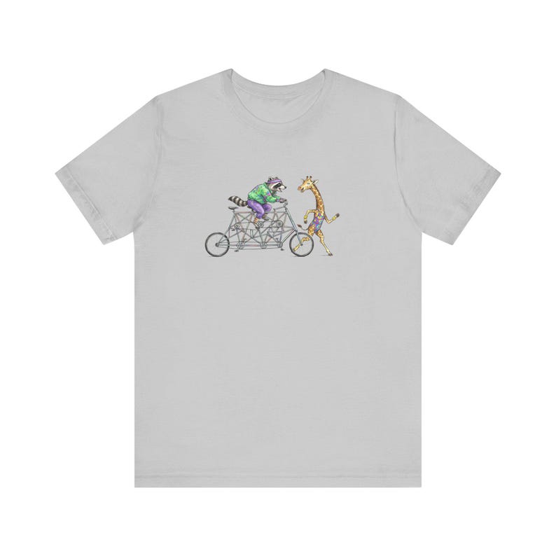Tandem Bike Animal Friends Graphic Tee - Funny Cycling Animal Gift image 6