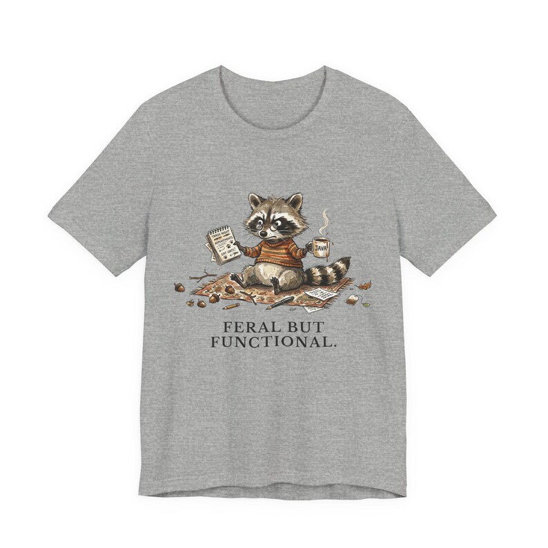 Feral But Functional Graphic Tee - Funny Raccoon Burnout Gift afbeelding 11