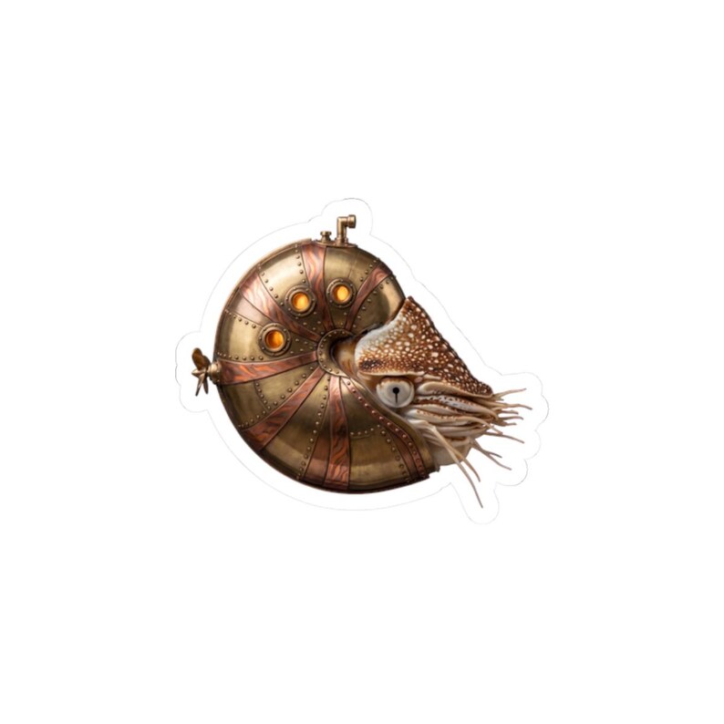 Steampunk Nautilus Submarine Sticker - Brass Chambered Nautilus Kiss-Cut Sticker, Jules Verne Gift bild 10
