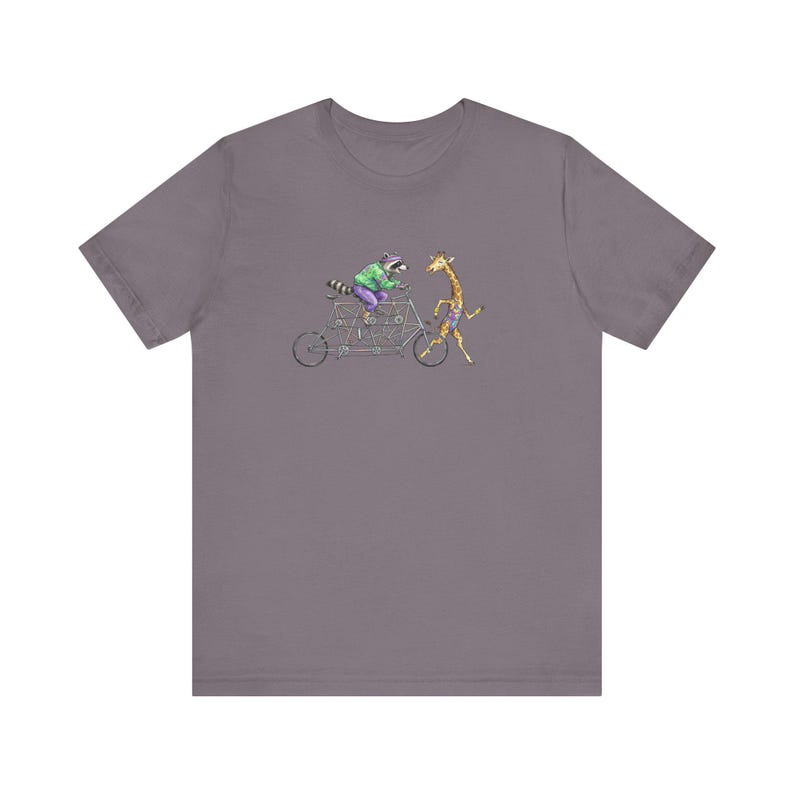 Tandem Bike Animal Friends Graphic Tee - Funny Cycling Animal Gift image 13