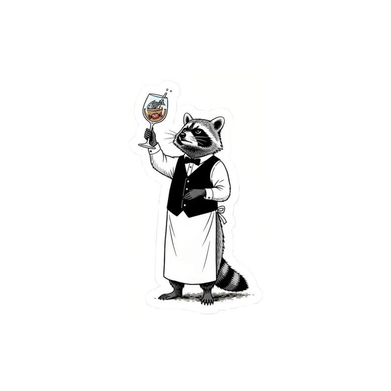 Pegatina de sommelier de mapache imagen 7